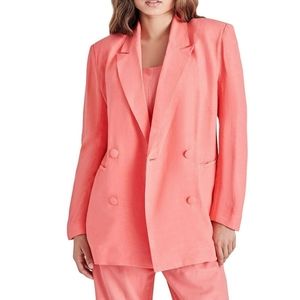 NWT Steve Madden Baldwin Linen Blend Suit Double-Breasted Blazer MSRP $99